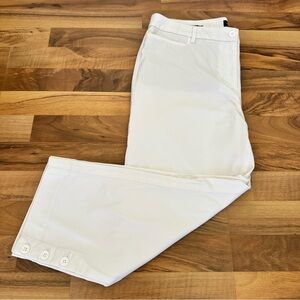 Talbots Perfect Skimmer Pants White Cropped Capri Button Hem Women’s Size 10